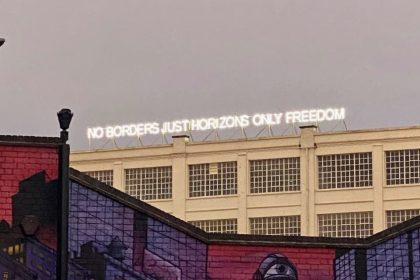 No Borders, an art installation by Hilary Jack featuring a quote from feminist icon, Amelia Earhart, arrives in Digbeth